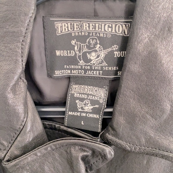 True religion Ladies Moto Vegan Leather Jacket - Size Large - Picture 2 of 5